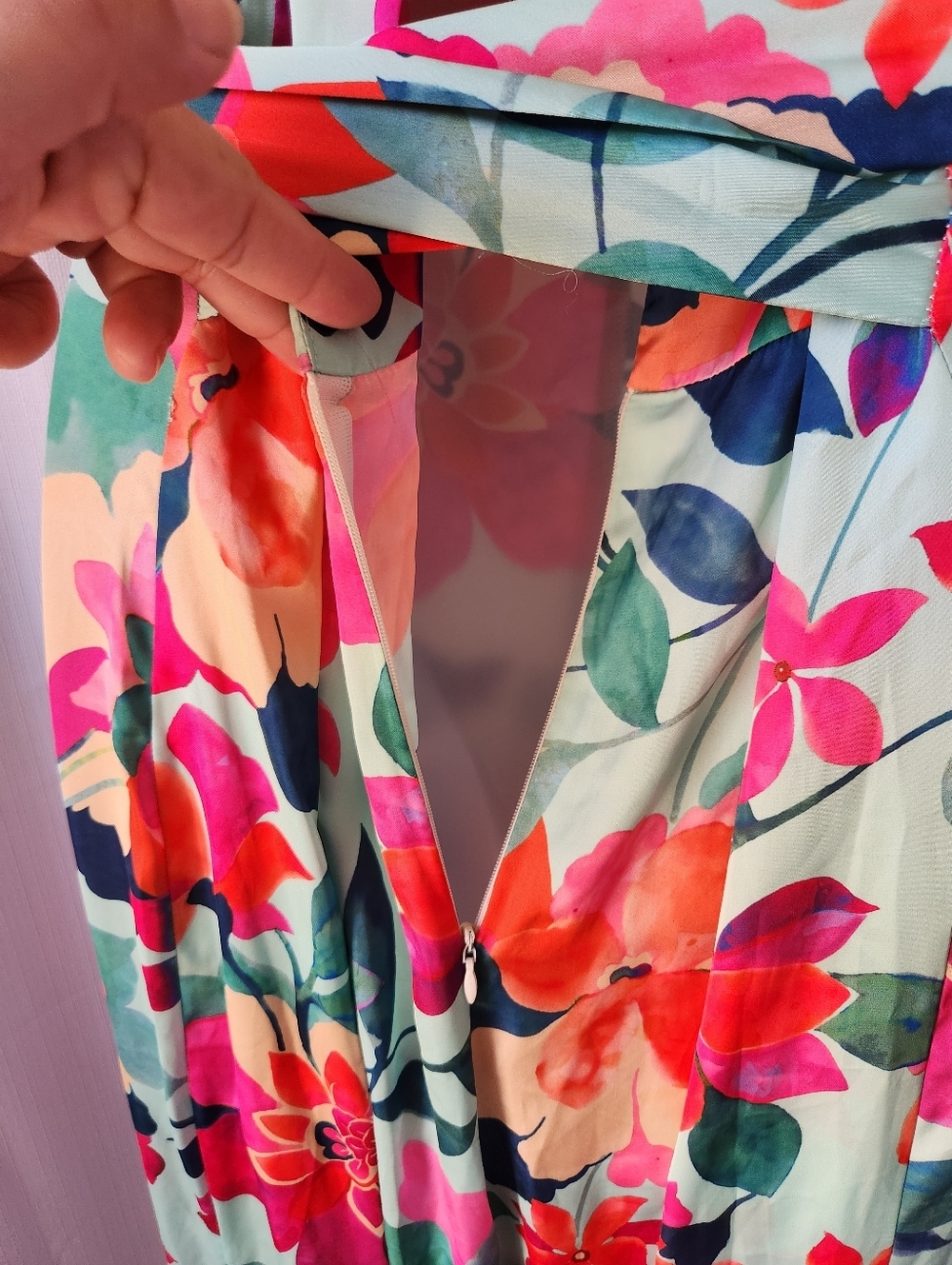 Zara Silky Floral V-Neck Wide-Leg Short Flutter Sleeve Jumpsuit Size L - Picture 10 of 12